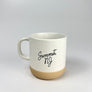 White mug with 'Summit, NJ' text on a white background