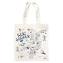 New Jersey map tote bag by MapTote featuring state landmarks and icons on a white canvas tote