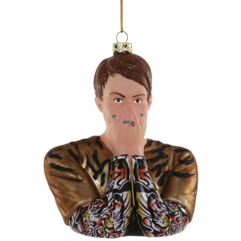 Stefon Christmas ornament featuring a colorful design with a unique dipped pose and detailed tattoos