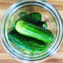 Farm Steady Brooklyn Brew Shop DIY pickle kit with fresh cucumbers and dill in a glass jar