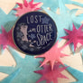Kanibal & Co otter space enamel pin with Lost in Otter Space text on blue background