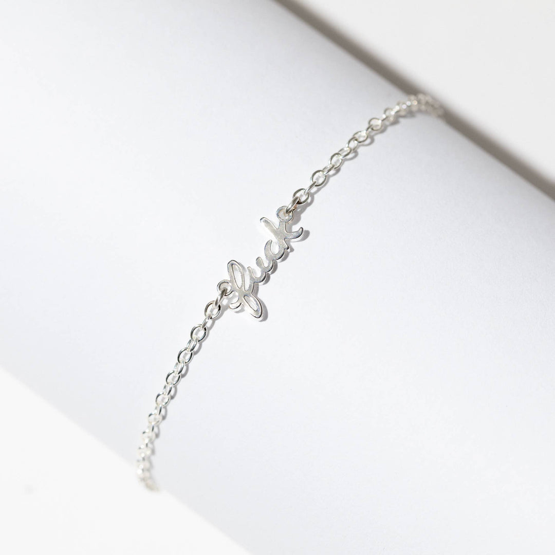 Fuck Script Bracelet: 14k Gold Plated
