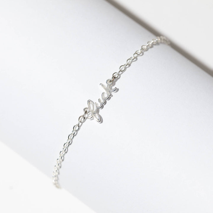 Fuck Script Bracelet: 14k Gold Plated