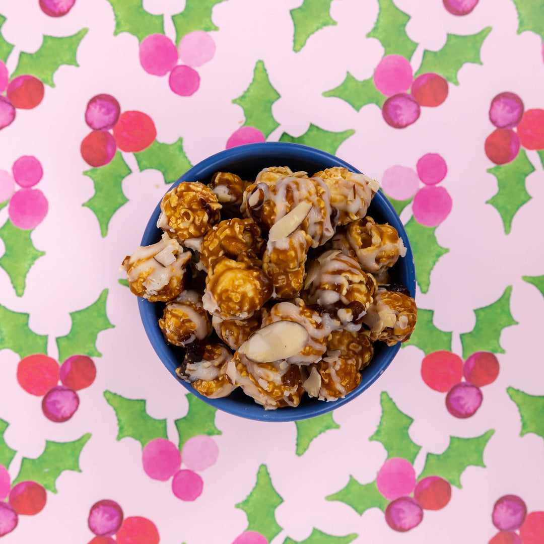 Holiday Popcorn: Cranberry Almond Cylinder