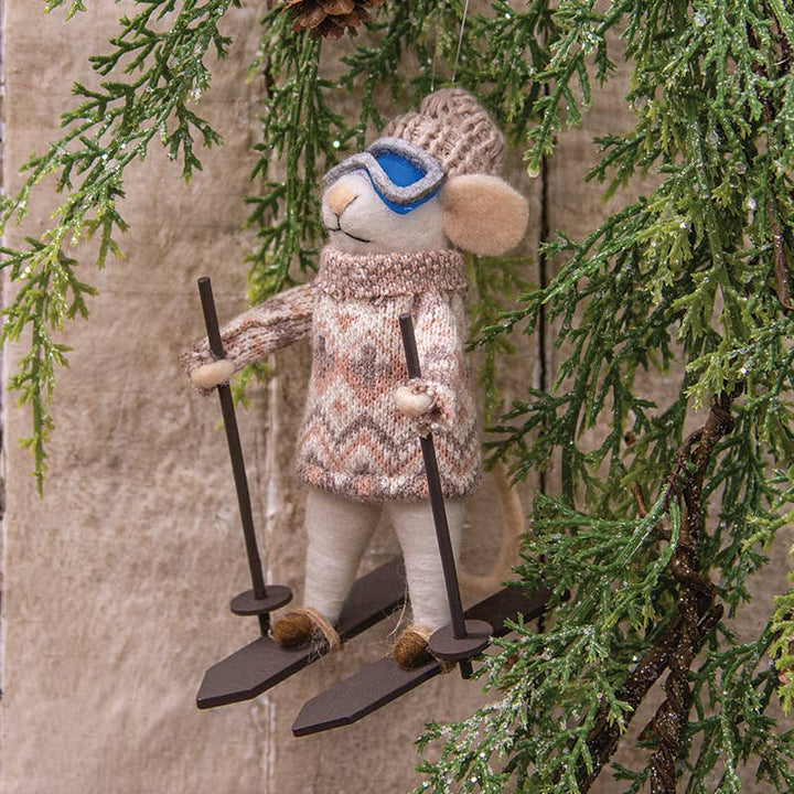 Ornament: Cozy Sweater Skiing Mouse