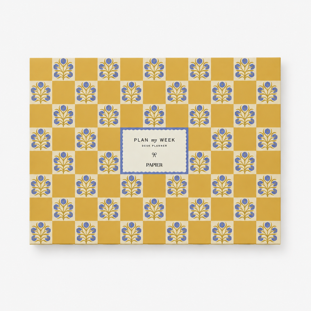 Weekly Desk Planner: Floral Checkerboard
