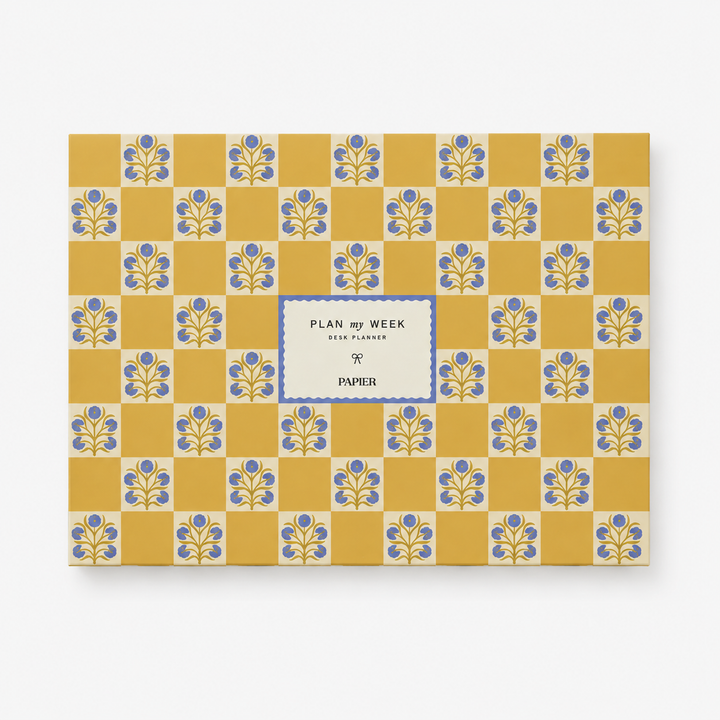 Weekly Desk Planner: Floral Checkerboard