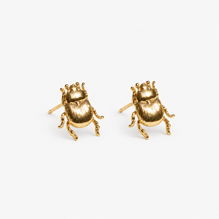 Earrings: Fortune Beetle Studs -18K Gold Plated