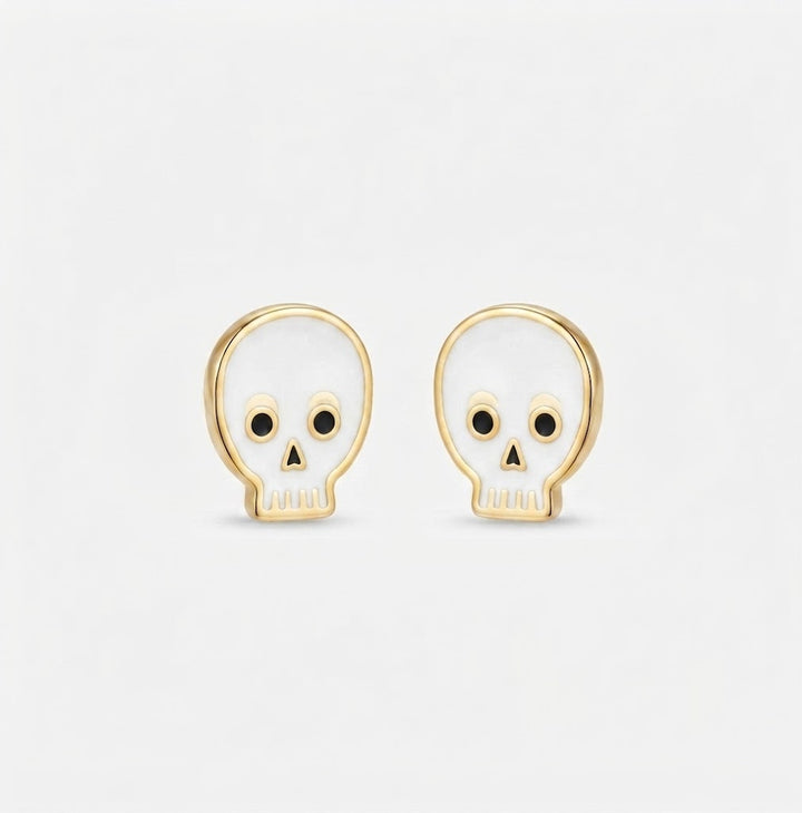 Stud Earrings: Skull Enamel