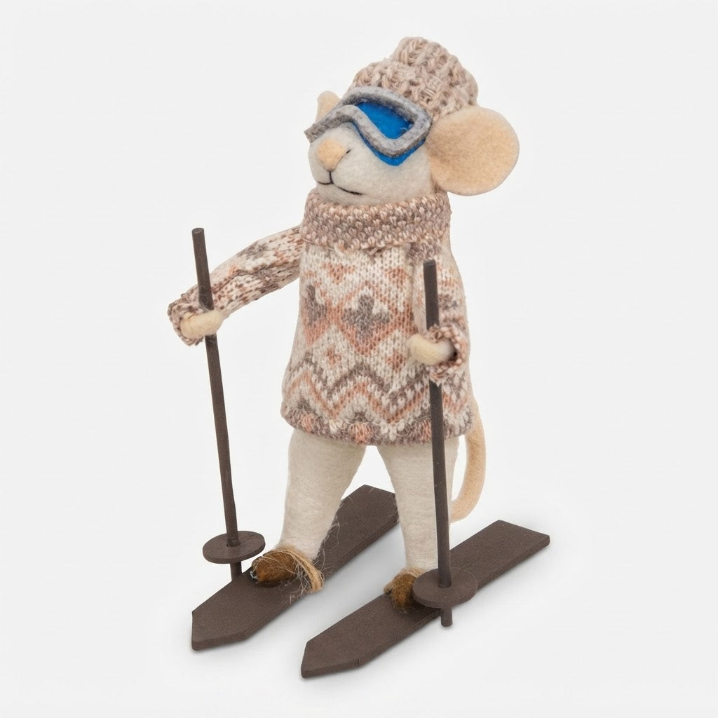 Ornament: Cozy Sweater Skiing Mouse