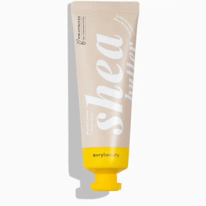 AvryBeauty shea butter hand creme beige tube with yellow cap moisturizing hand cream for dry skin