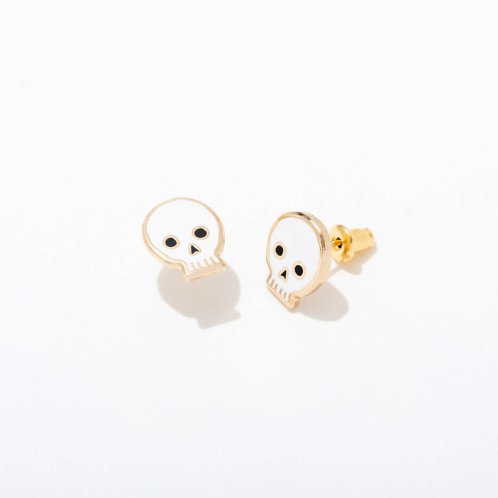 Stud Earrings: Skull Enamel