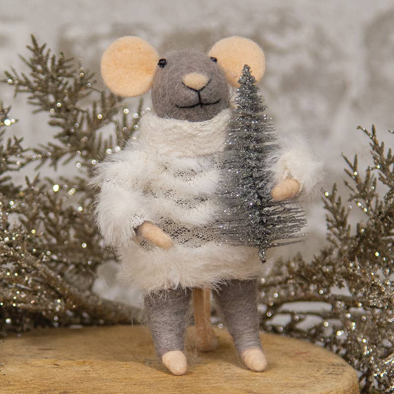 Ornament: Festive Mouse w Tree