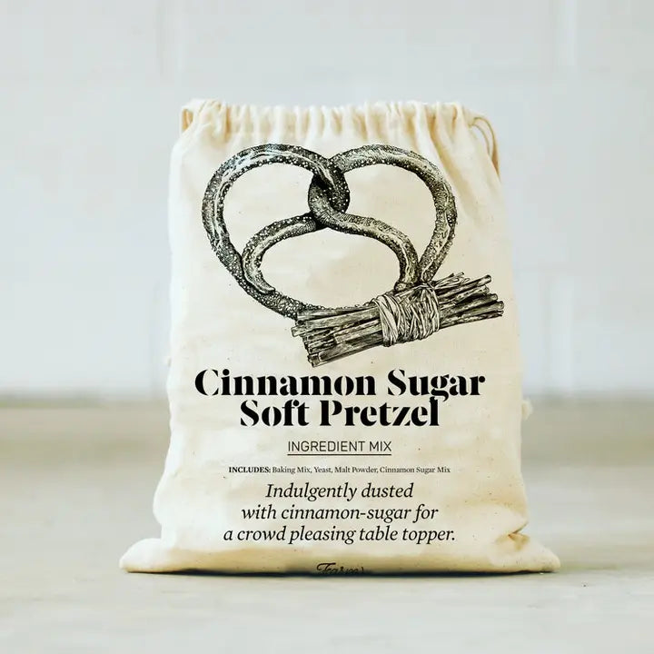Cinnamon Sugar Pretzel Baking Kit from Farm Steady with ingredient mix for homemade soft pretzels