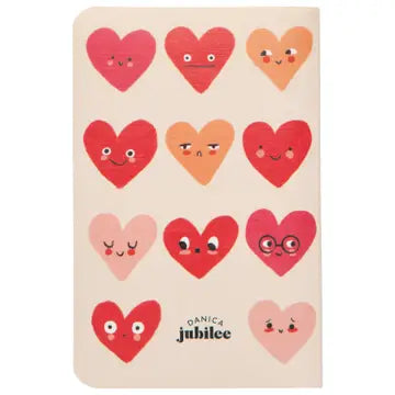 Danica heart notebooks set featuring colorful heart designs with cute expressions