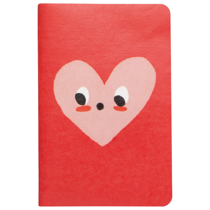 Danica heart notebooks set featuring a cute heart design on a red cover