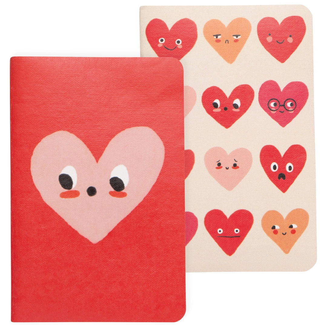 Danica heart notebooks set featuring cute heart designs in red and various expressions