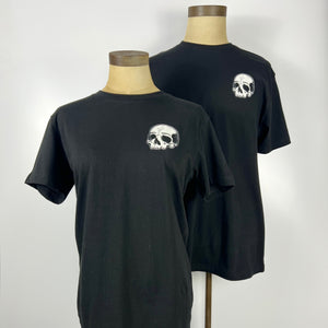 Kanibal & Co. black devour what you love shirt with white skull logo on front left chest