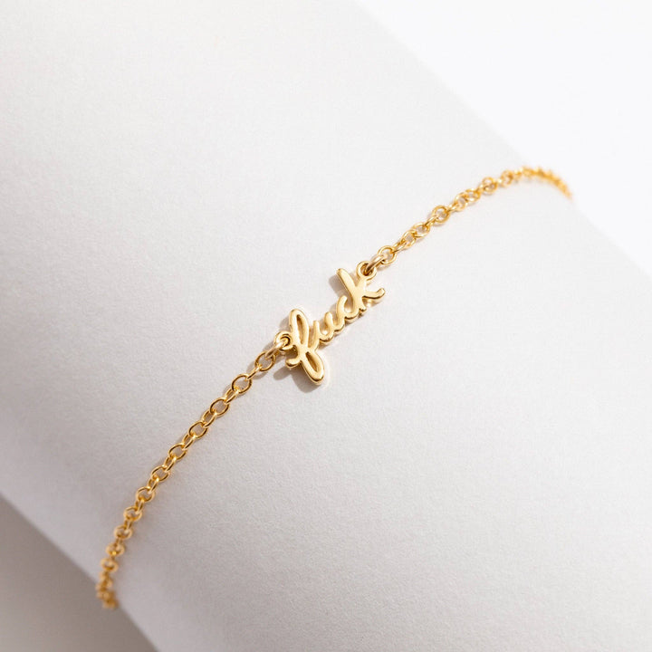 Fuck Script Bracelet: 14k Gold Plated