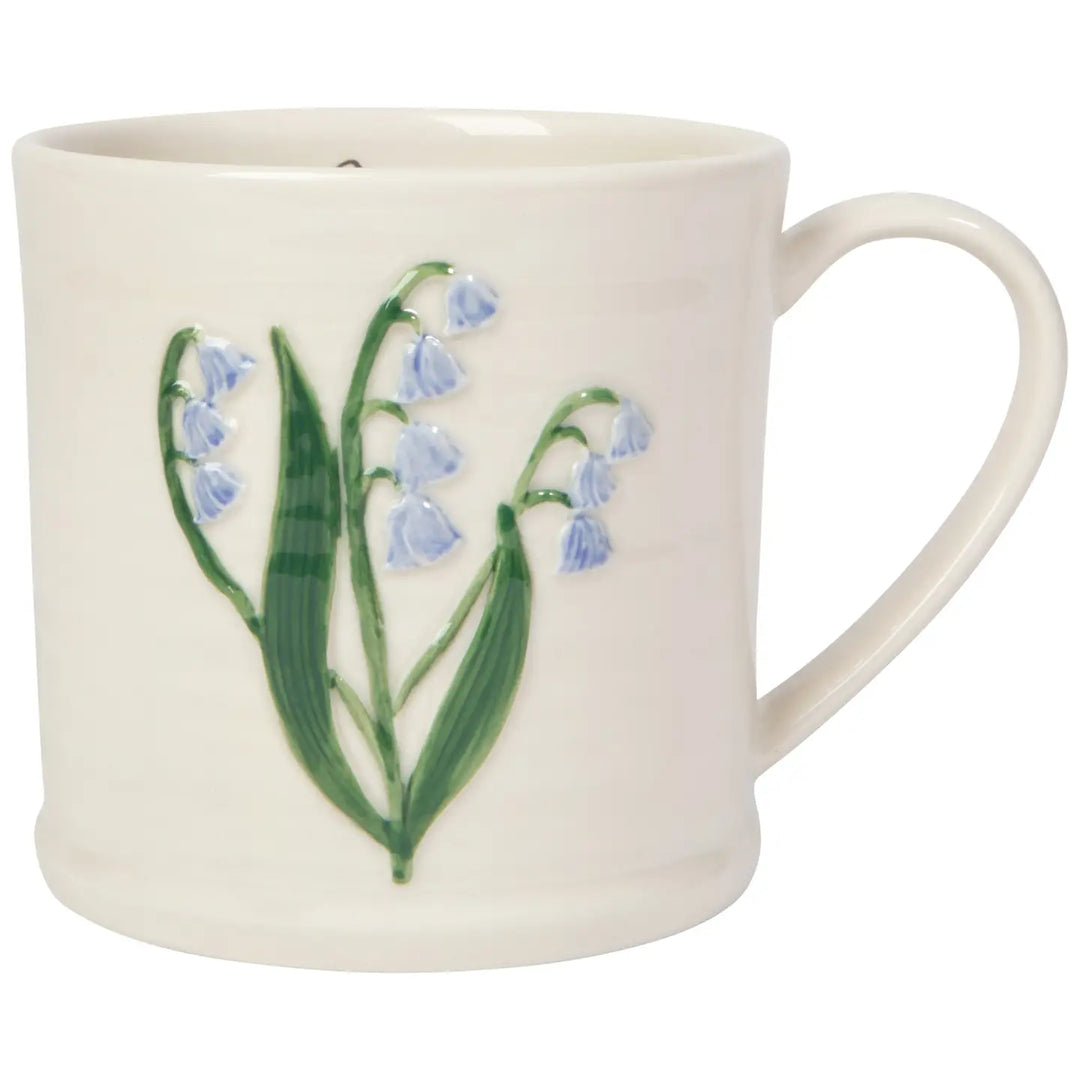 Danica embossed bluebell mug featuring a floral design with delicate blue flowers