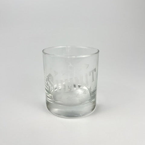 Love & Victory engraved summit glass clear barware tumbler with mountain design