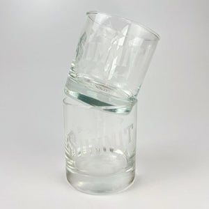Love & Victory engraved summit glass set of two clear barware glasses with mountain design