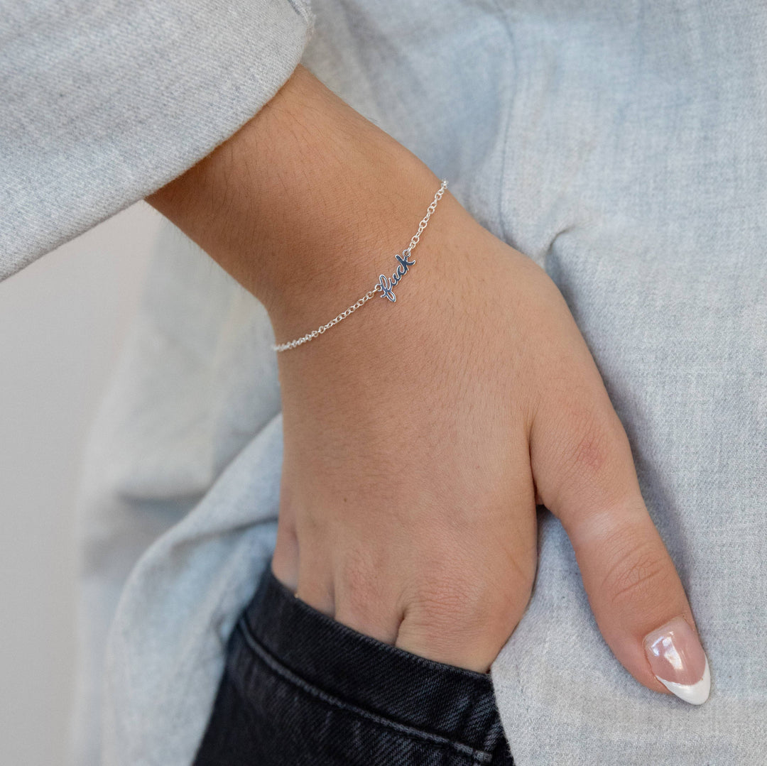 Fuck Script Bracelet: 14k Gold Plated