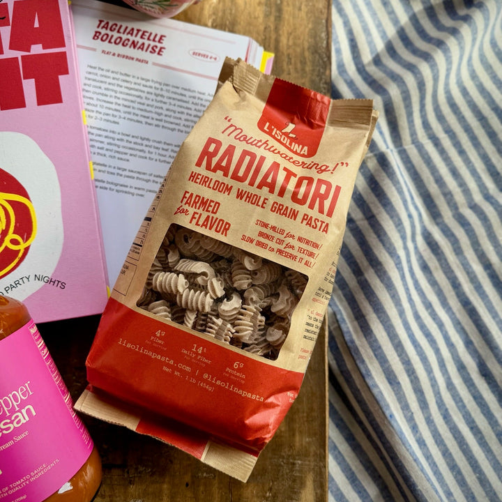 K + CO Gift Set featuring artisanal pasta, sauce, and recipe book for a perfect date night gift set