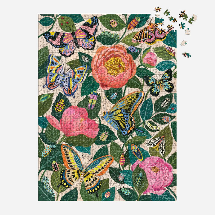 Chronicle Between the Blooms puzzle featuring colorful butterflies and flowers in a vibrant design