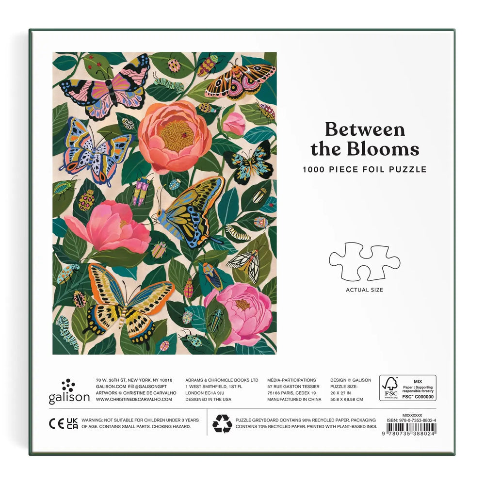 Between the Blooms puzzle featuring colorful butterflies and flowers with 1000 pieces for a fun challenge