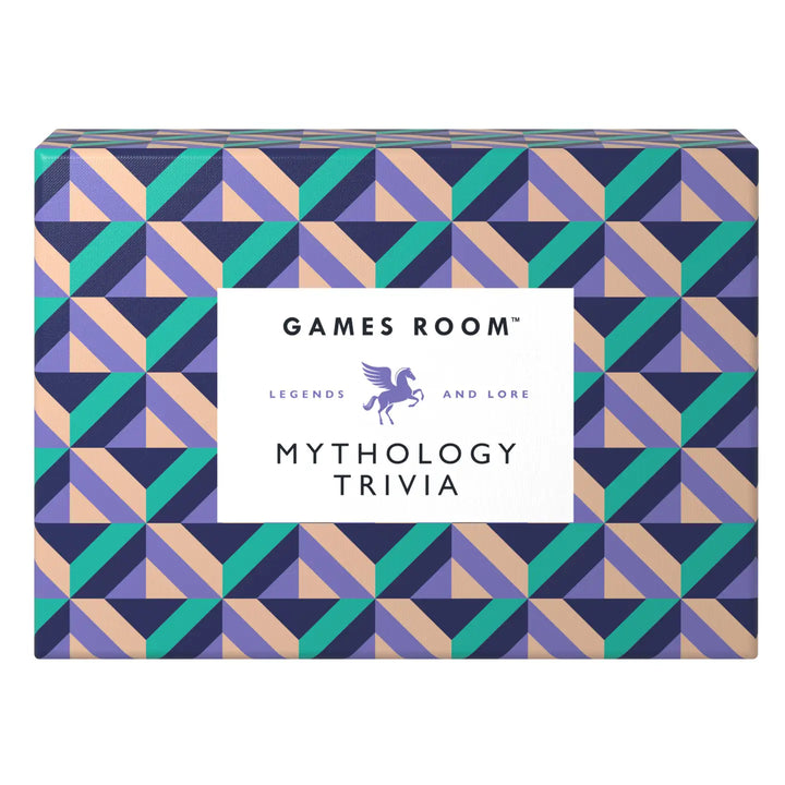 Chronicle Games Room Mythology Trivia Game Box featuring colorful geometric design and legends theme