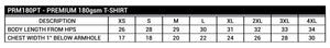 Kanibal Co Good Things Happen in Jersey City shirt size chart with measurements for XS to 4XL