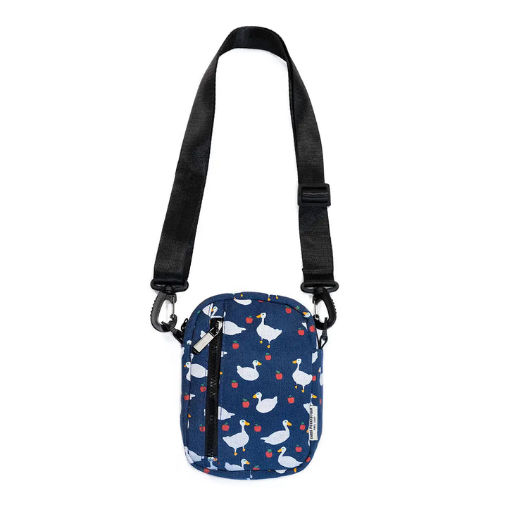 Goose print crossbody bag by Three Potato Four with adjustable strap and zippered pocket