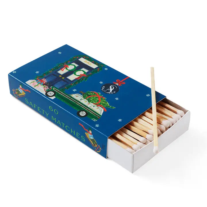 Soap & Paper Factory Home for the holidays matches with festive box design and safety matches