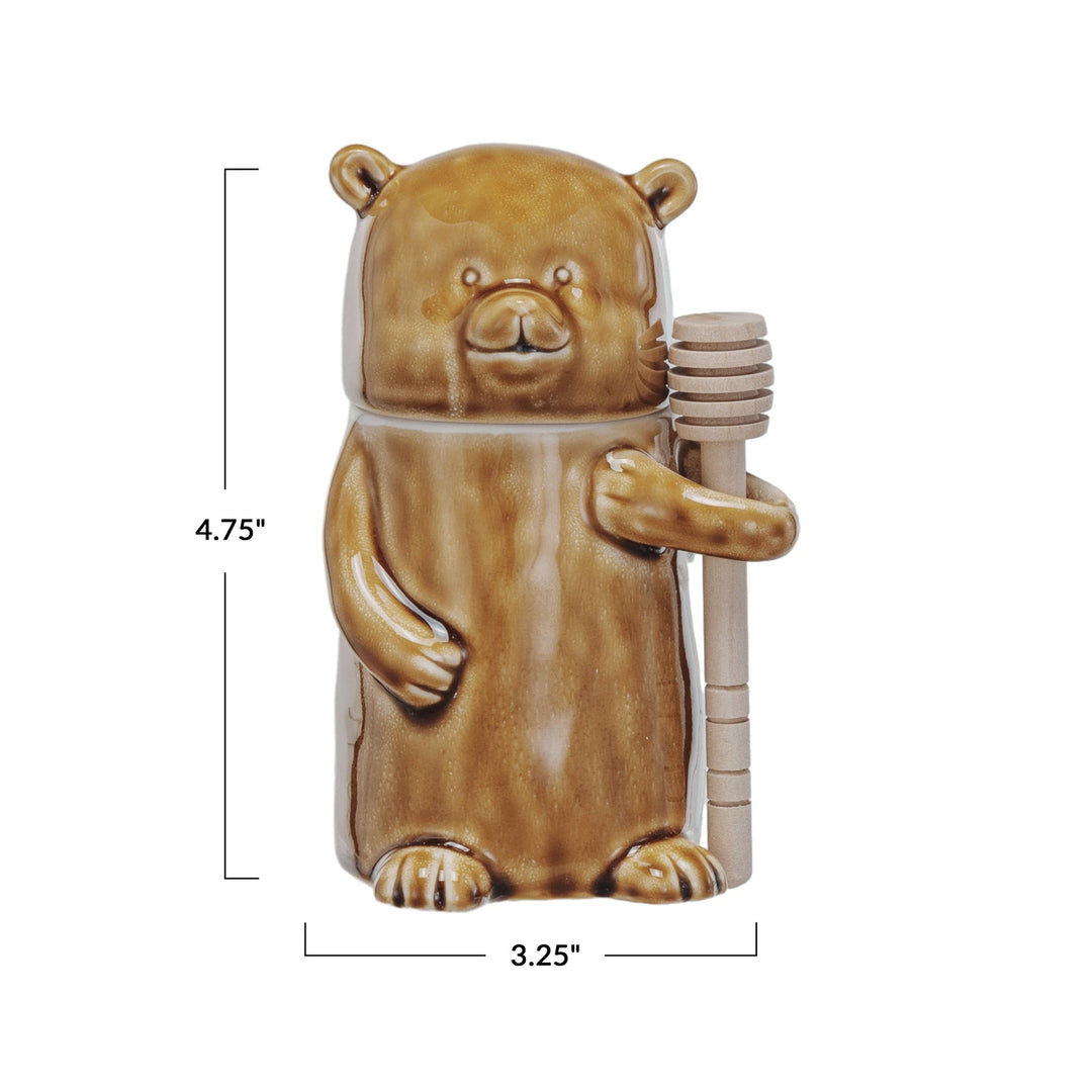 Honey Jar: Bear w. Wood Dipper