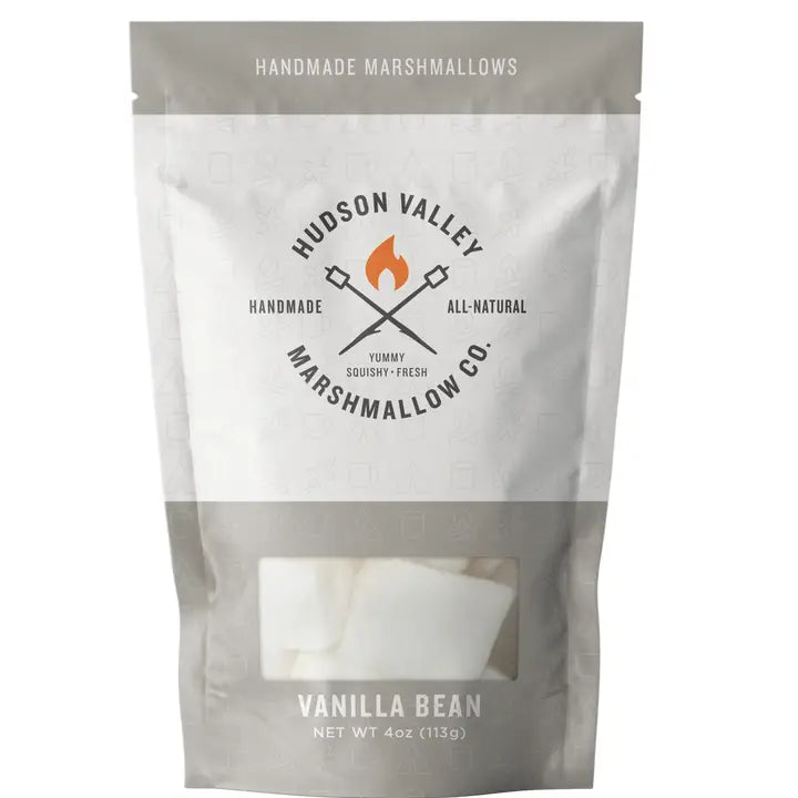 Hudson Valley Marshmallow Co vanilla bean marshmallows in a 4oz resealable bag