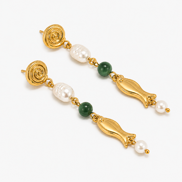 Earrings: Palermo 18K Gold Non-Tarnish Fish