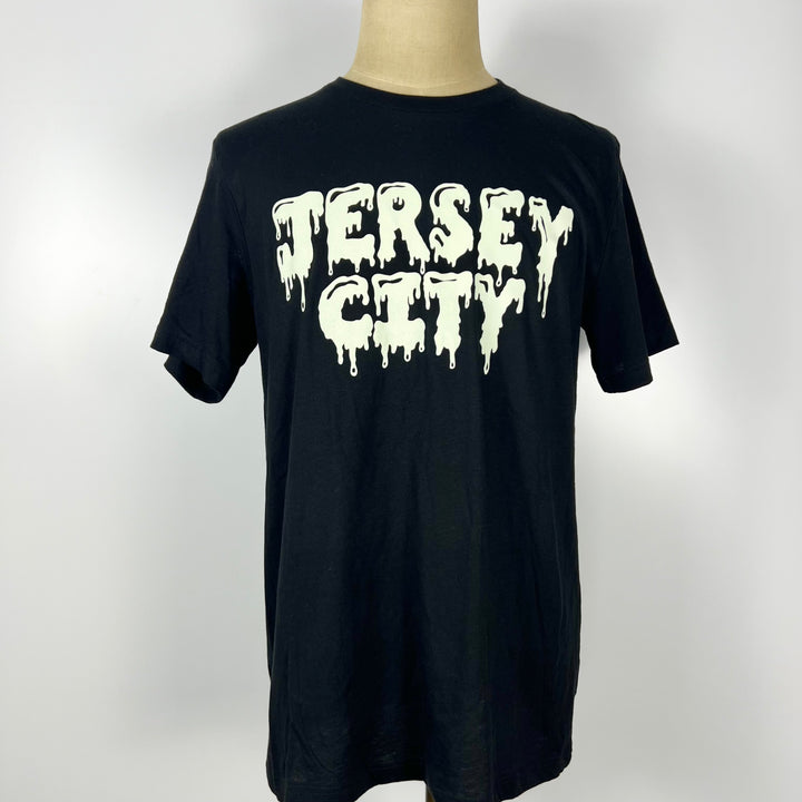 Kanibal & Co. Jersey City slime tee black shirt with white dripping slime text design