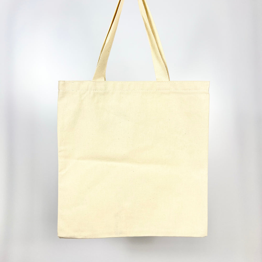 MapTote natural cotton canvas New Jersey map tote bag front view empty with long shoulder straps