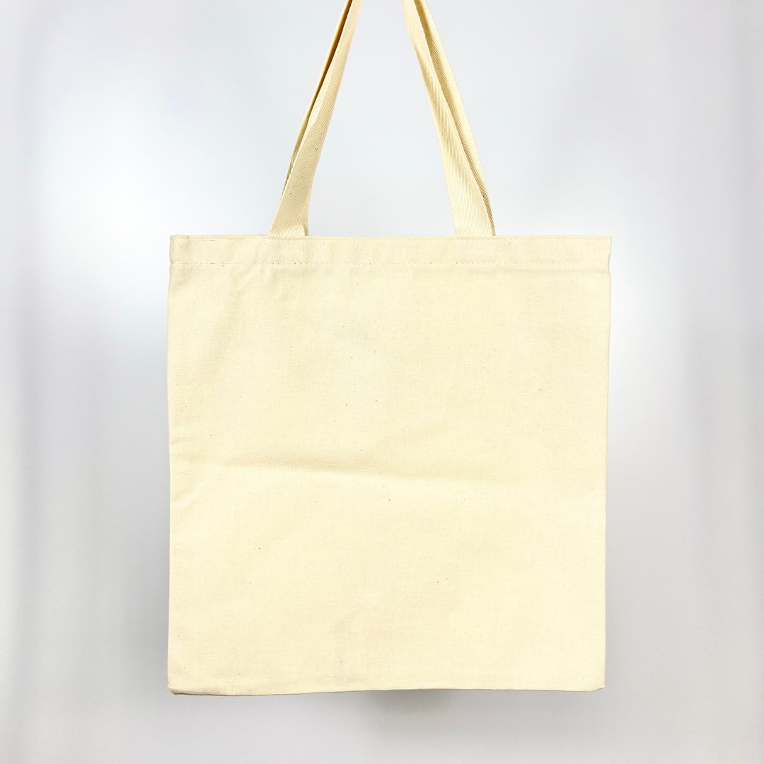 MapTote natural cotton canvas New Jersey map tote bag front view empty with long shoulder straps