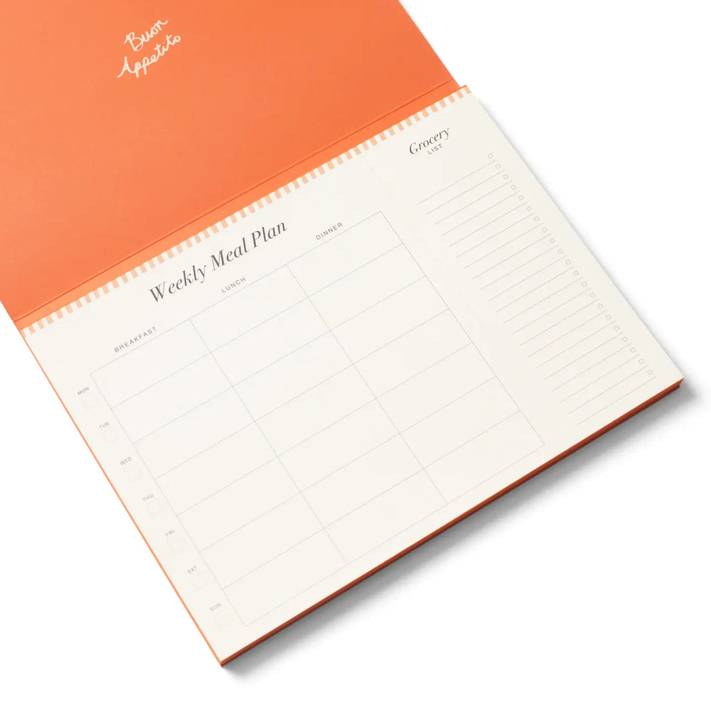 Papier La Dolce Vita meal planner featuring a weekly meal plan layout with space for grocery lists