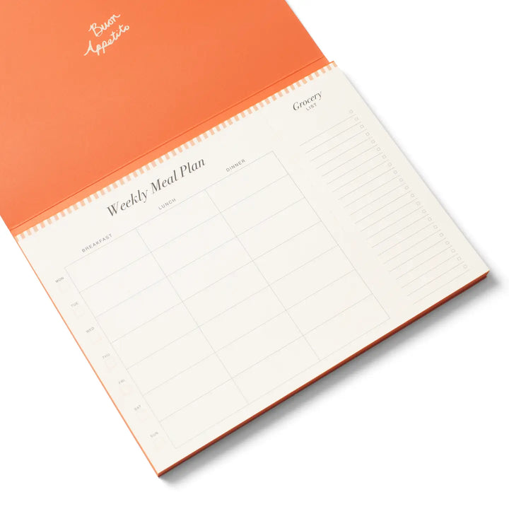 Papier La Dolce Vita meal planner featuring a weekly meal plan layout with space for grocery lists