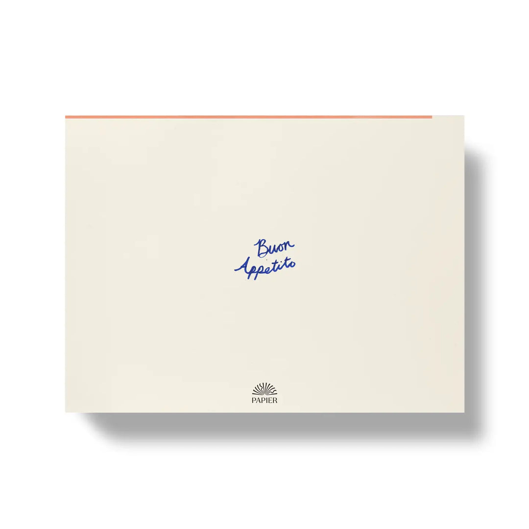 La Dolce Vita meal planner by Papier in cream with blue Buon Appetito text
