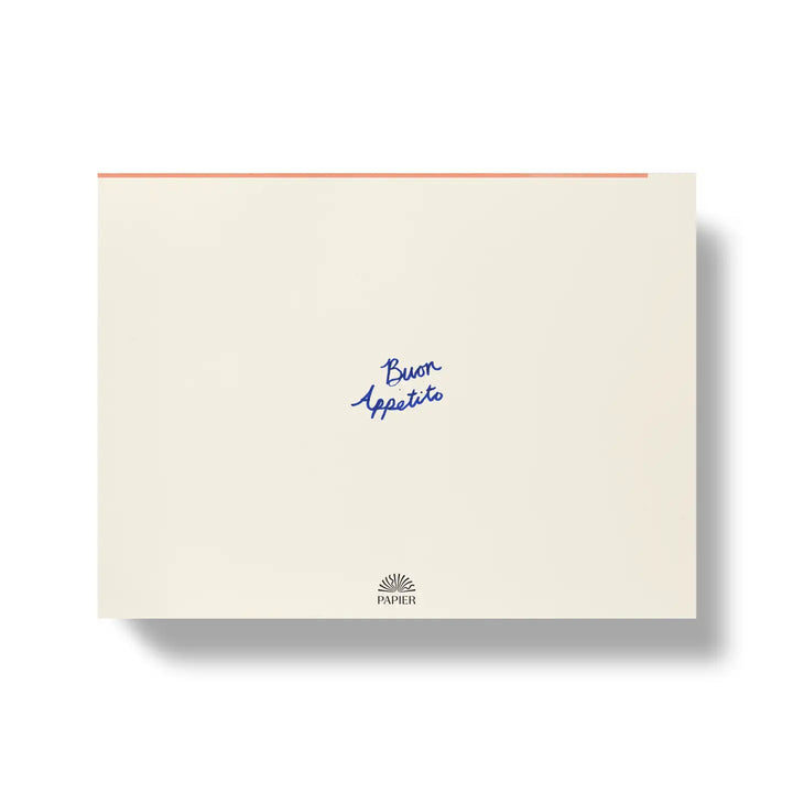 La Dolce Vita meal planner by Papier in cream with blue Buon Appetito text