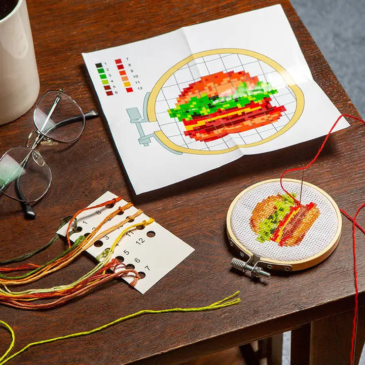 Craft Kit: Burger Mini Cross Stitch