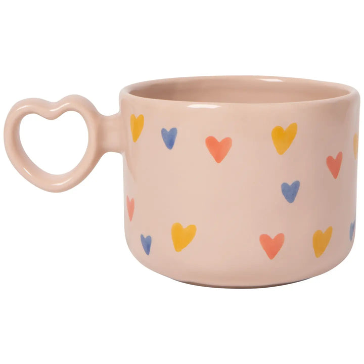 Danica mug sweet hearts with colorful heart patterns and a heart-shaped handle