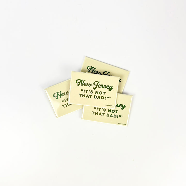 Acme New Jersey Stickers with fun phrase It's Not That Badi for local pride decor