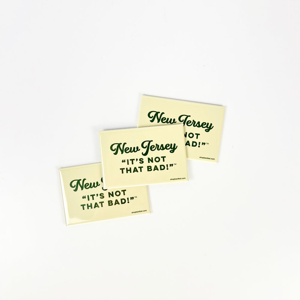Acme New Jersey Stickers with the phrase It's Not That Bad! in bold green lettering