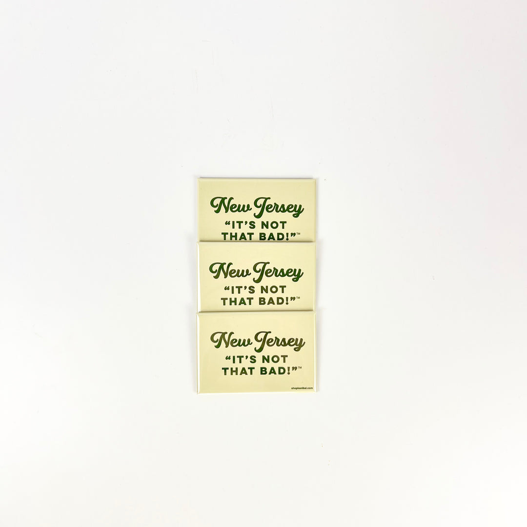 Set of three New Jersey stickers with the phrase It's Not That Bad for locals and tourists