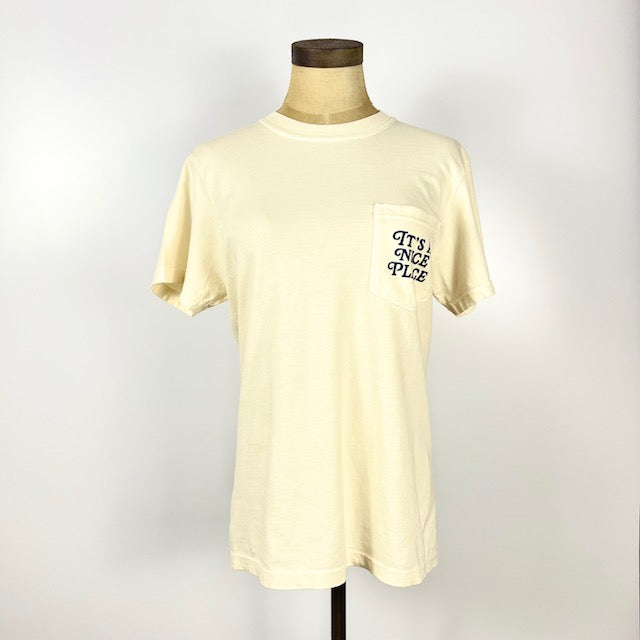 Kanibal Co Nice Place Jersey City shirt cream short sleeve crew neck pocket tee